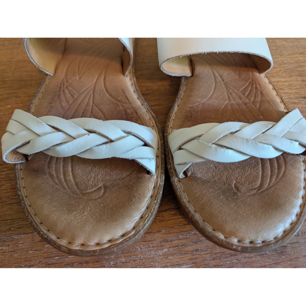 Born White Braided Leather Slide Sandals - Picture 3 of 8